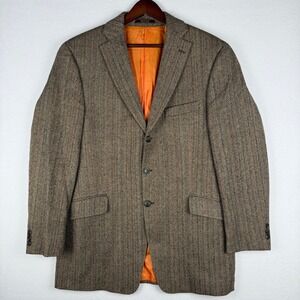 Ben Sherman Laine Wool Blazer Mens 42R Brown Tweed Herringbone Single Breast